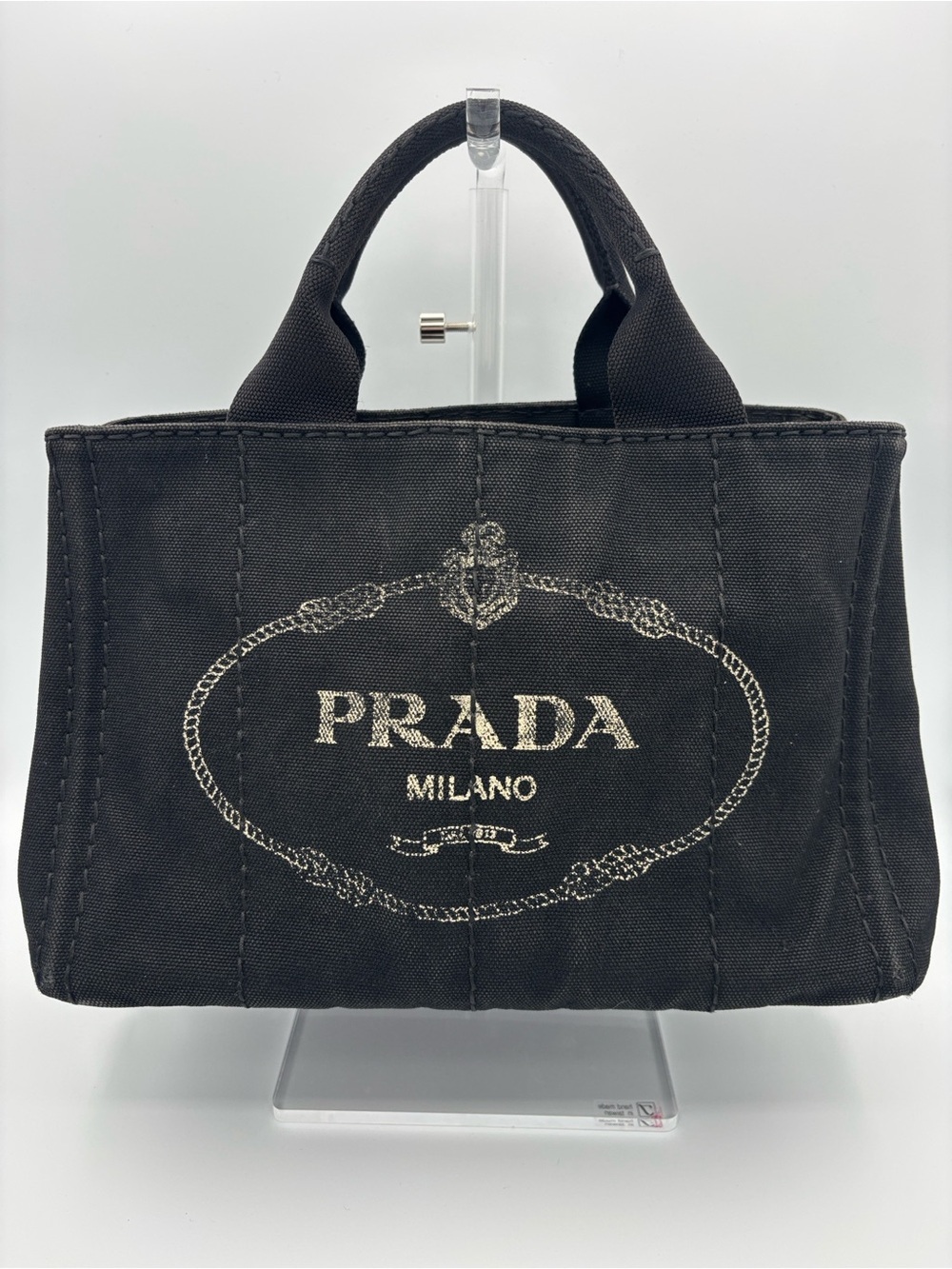 Prada Canapa Black Canvas Tote - Authentic